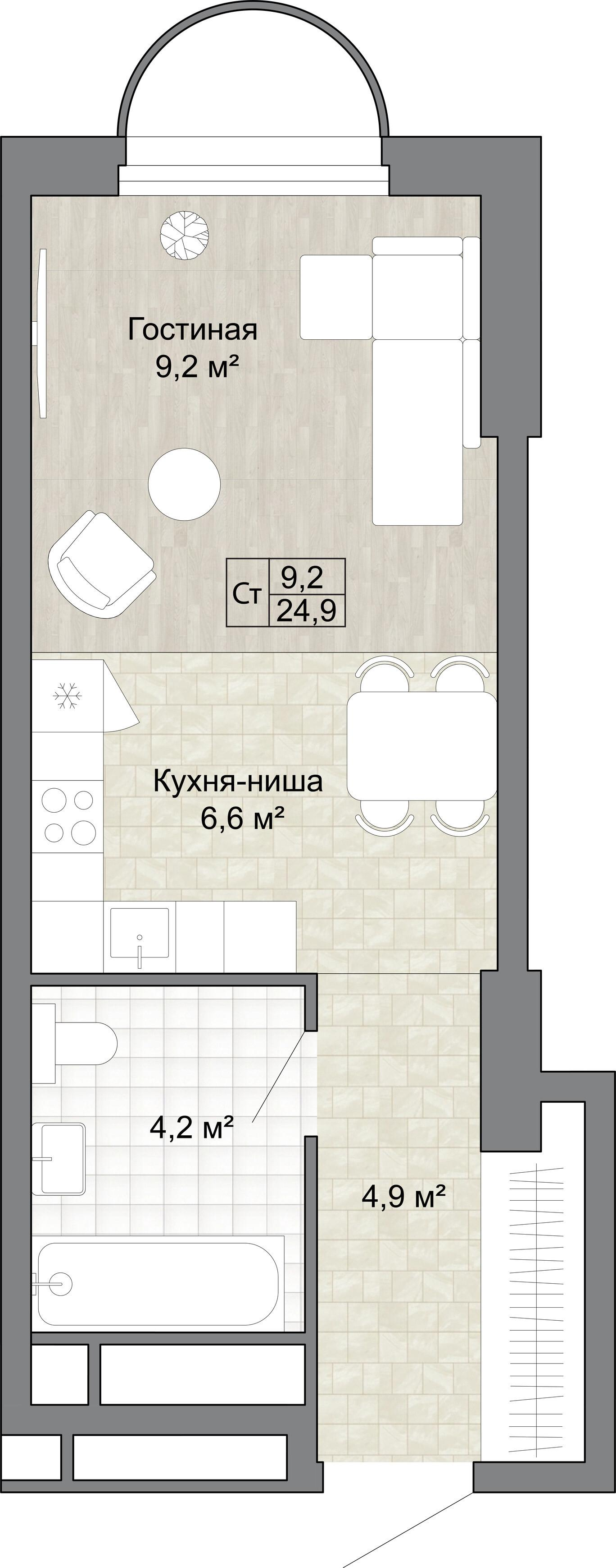 Студия 25 м2 в ЖК Новые Смыслы корпус null этаж 13
