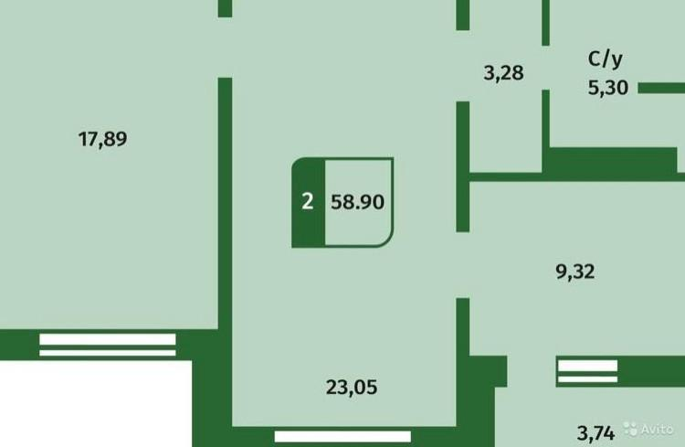 2-комнатная 60 м2 в ЖК undefined корпус null этаж 7