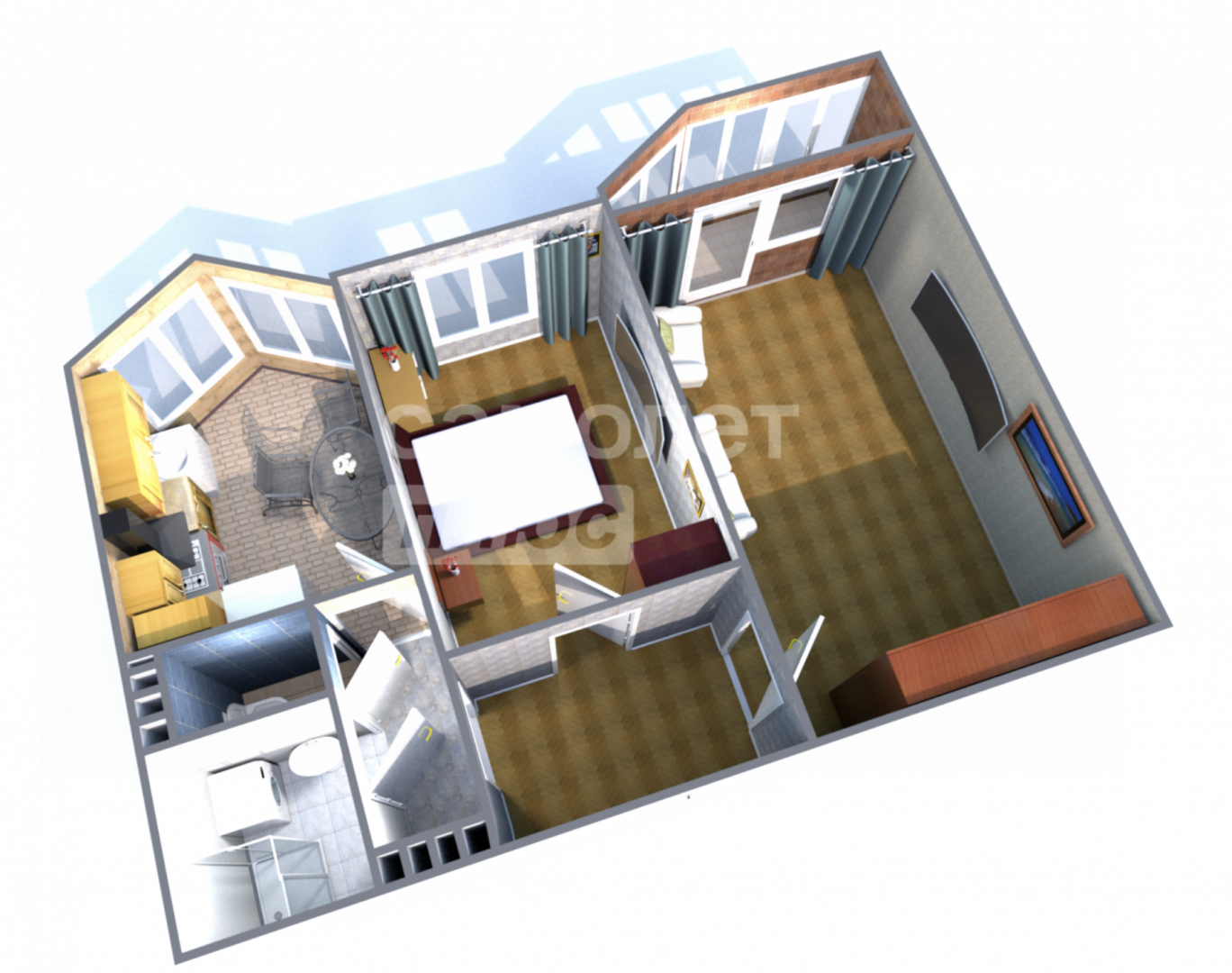 2-комнатная 50.9 м2 в ЖК undefined корпус null этаж 3