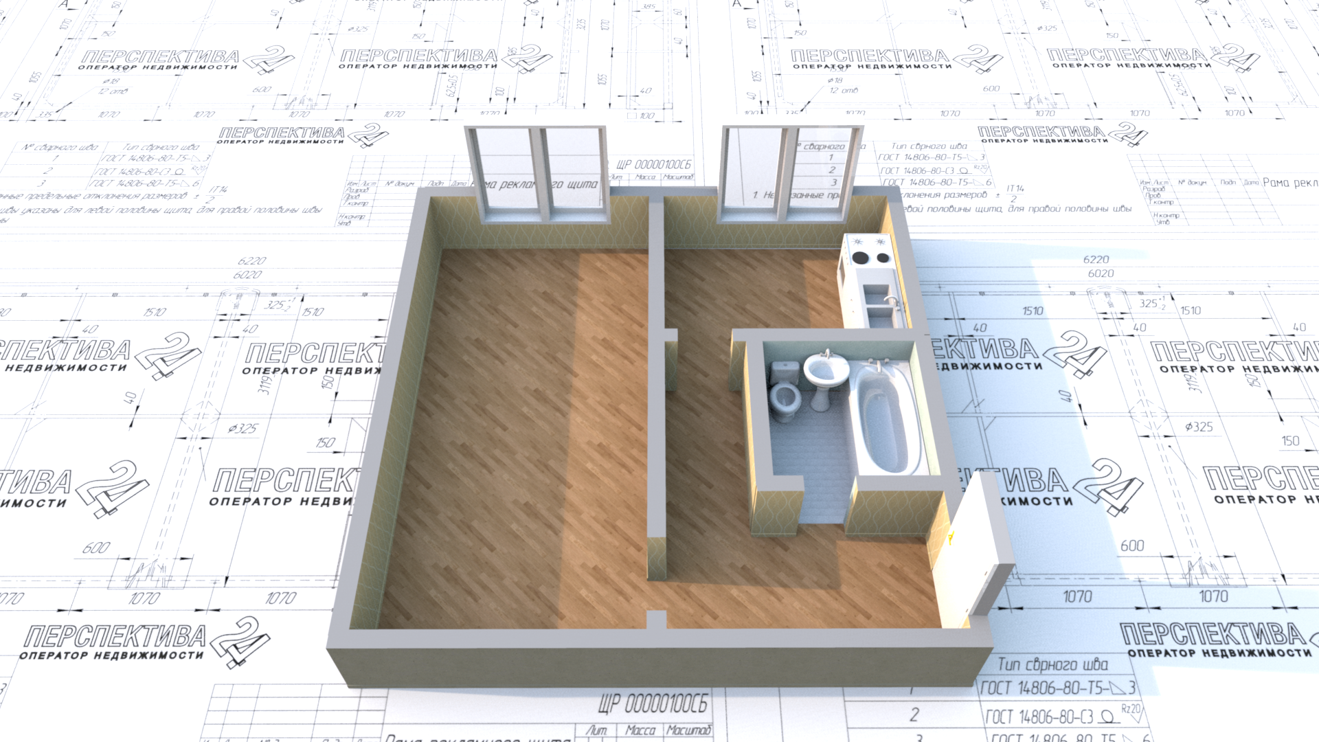 1-комнатная 34.8 м2 в ЖК undefined корпус null этаж 1