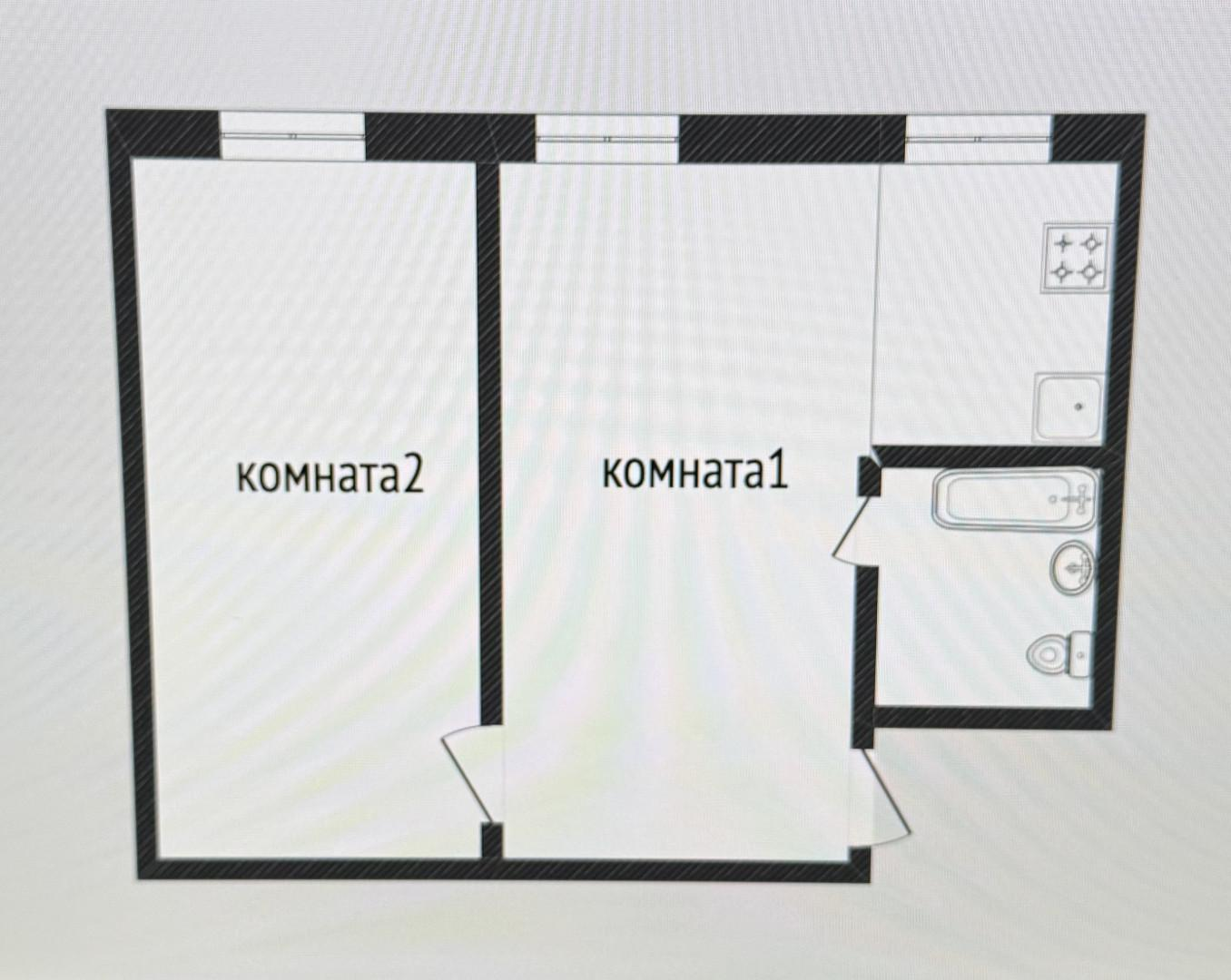 2-комнатная 44 м2 в ЖК undefined корпус null этаж 2