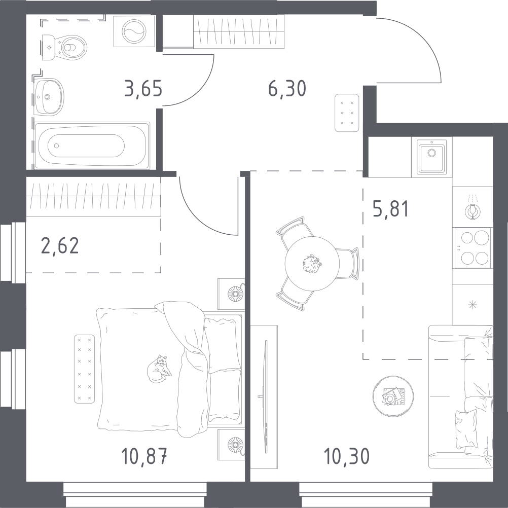 Студия 39 м2 в ЖК Урбан Мартен корпус null этаж 11