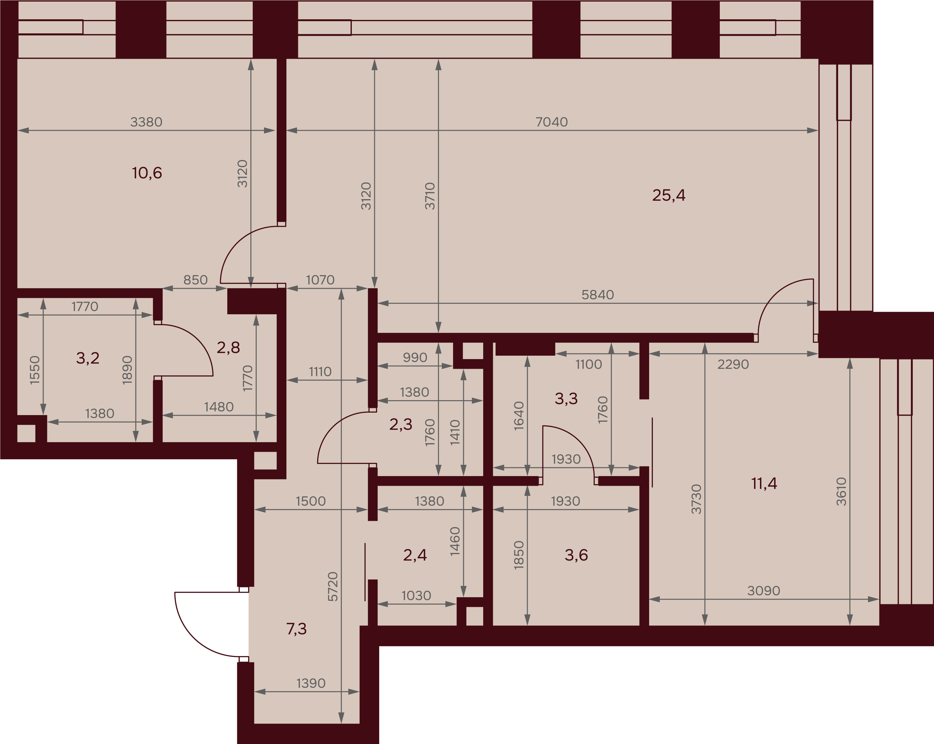 2-комнатная 72 м2 в ЖК Дом 7. Даниловский корпус null этаж 9