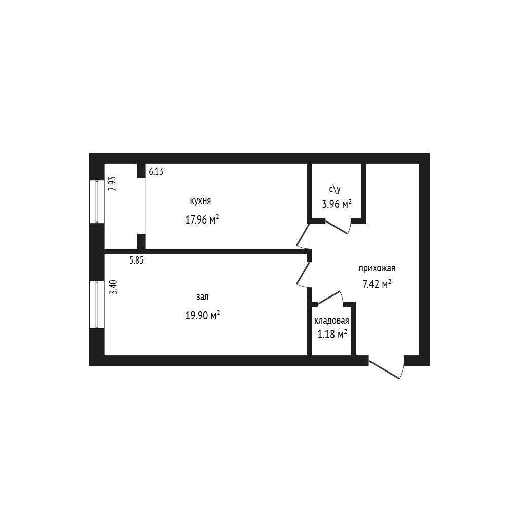 1-комнатная 54 м2 в ЖК undefined корпус null этаж 1