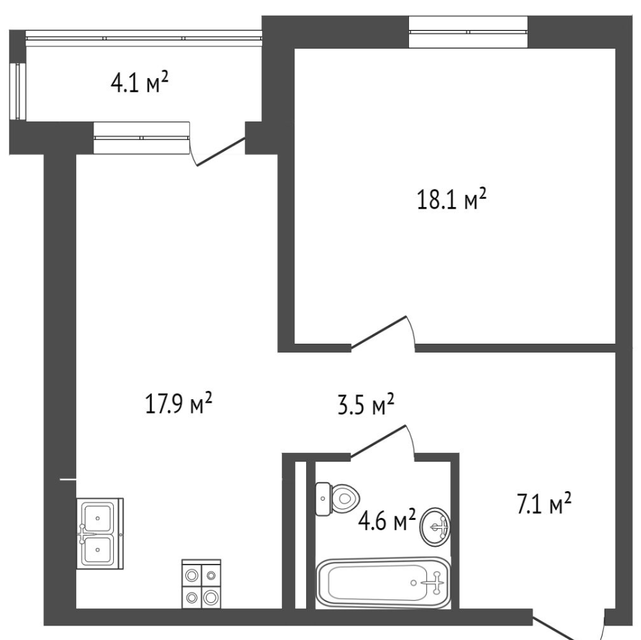 1-комнатная 53 м2 в ЖК undefined корпус null этаж 1