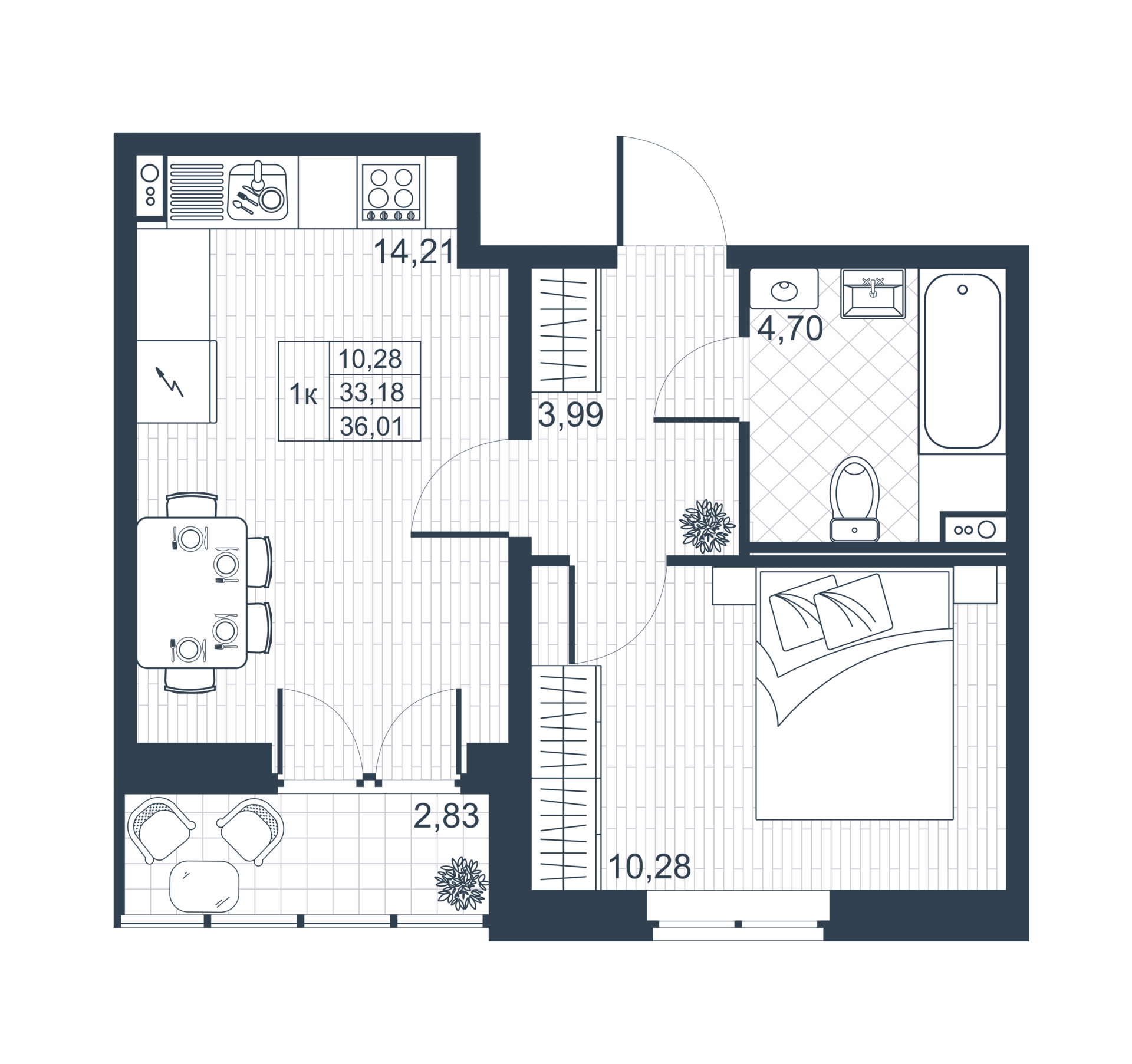 1-комнатная 32 м2 в ЖК Ново-Антропшино корпус null этаж 1