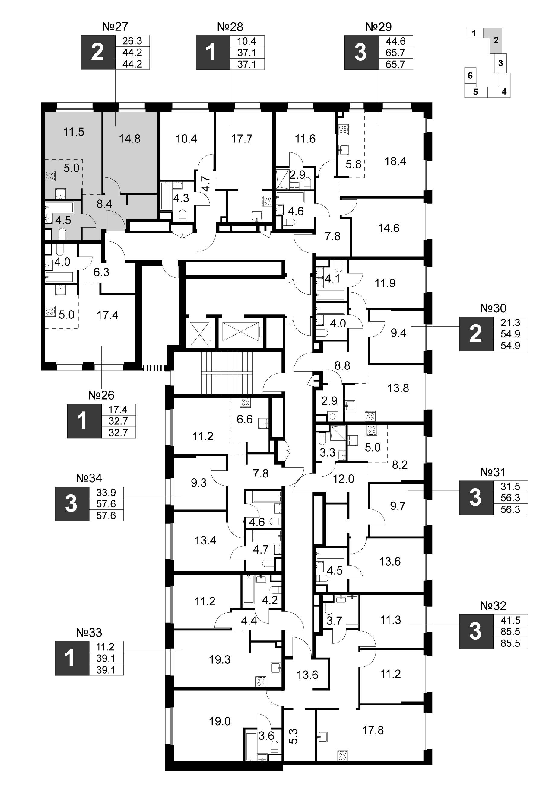 2-комнатная 44 м2 в ЖК Станиславский корпус null этаж 2