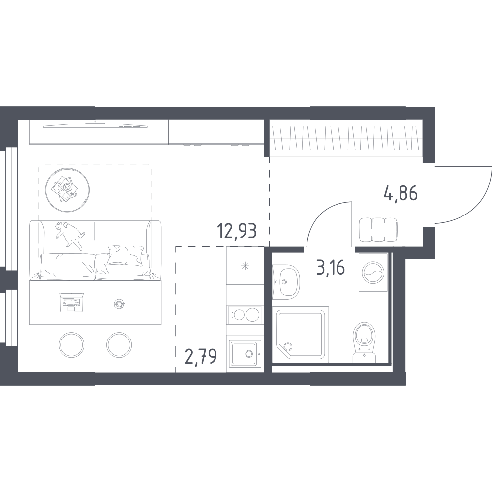 Студия 23 м2 в ЖК Остафьево корпус null этаж 7