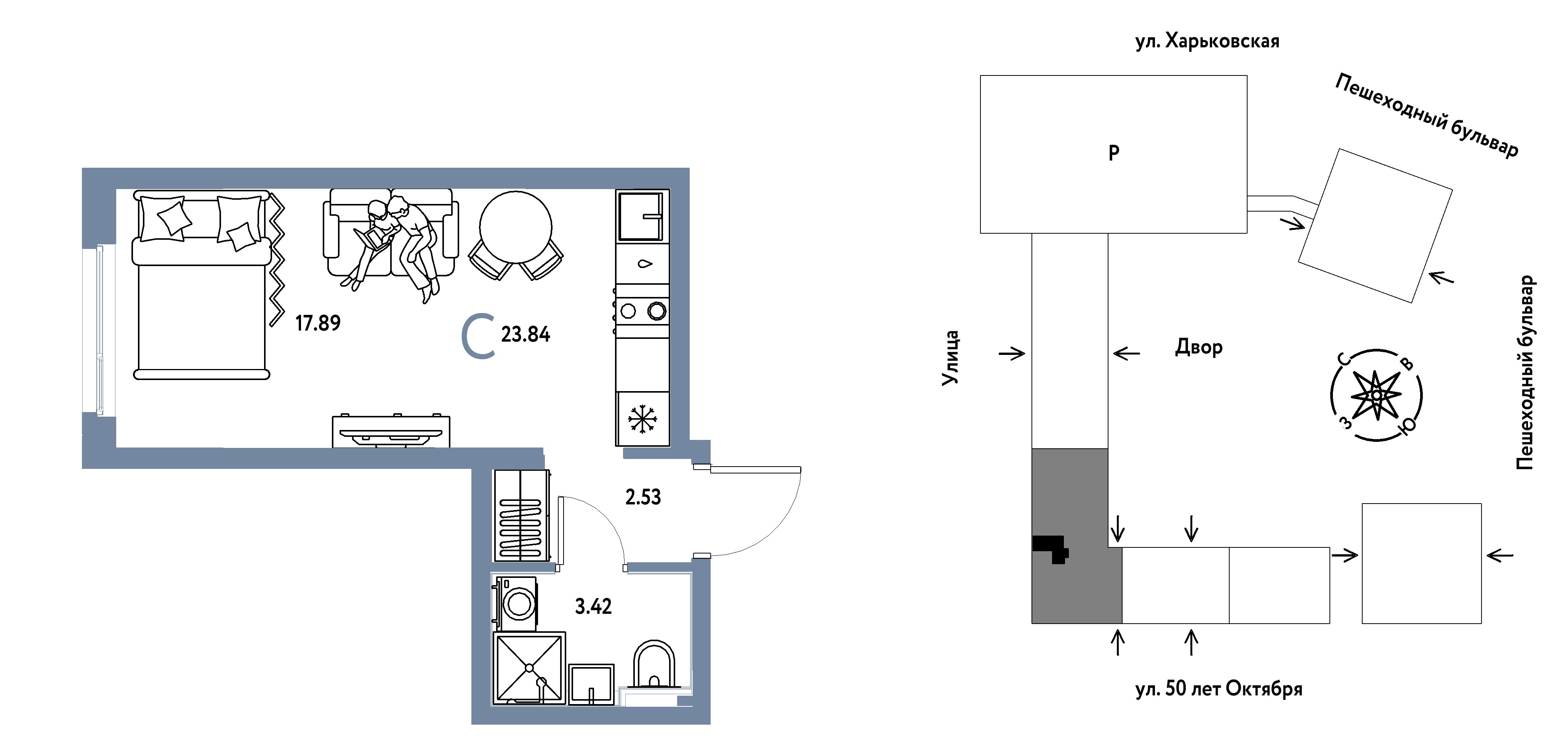 Студия 23 м2 в ЖК Сердце Сибири корпус null этаж 10
