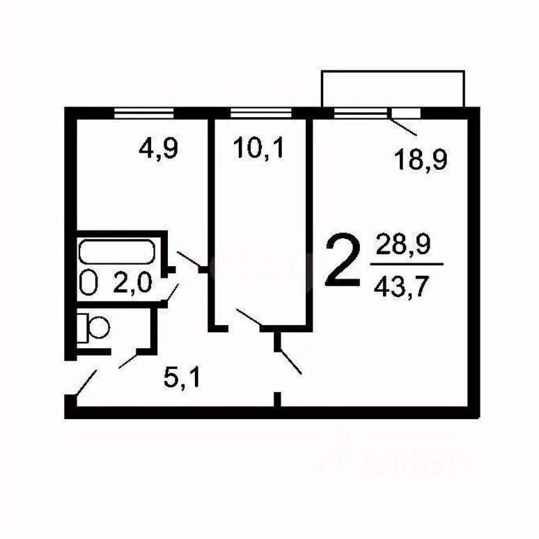 2-комнатная 44 м2 в ЖК undefined корпус null этаж 1