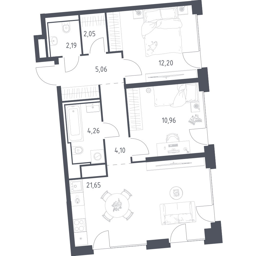 Студия 62 м2 в ЖК Квартал на воде корпус null этаж 10