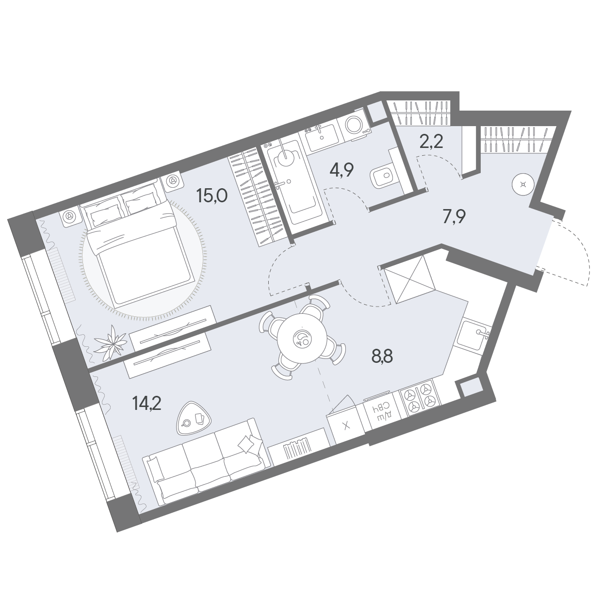 2-комнатная 53 м2 в ЖК Родина Переделкино корпус null этаж 21
