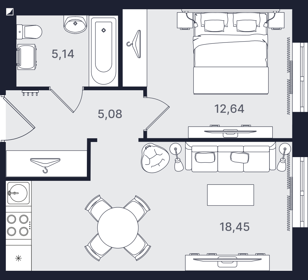 Студия 41 м2 в ЖК Про.Молодость корпус null этаж 2
