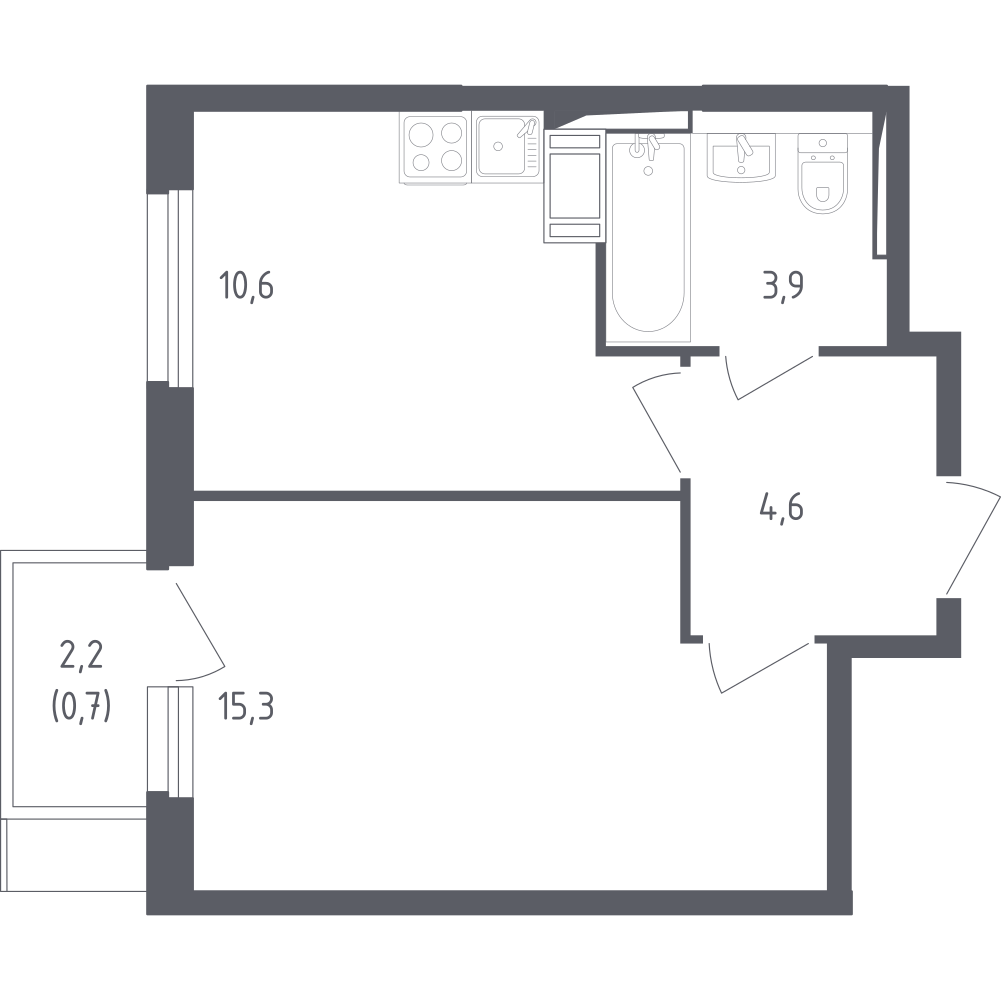 1-комнатная 34 м2 в ЖК Мытищи Парк корпус null этаж 5
