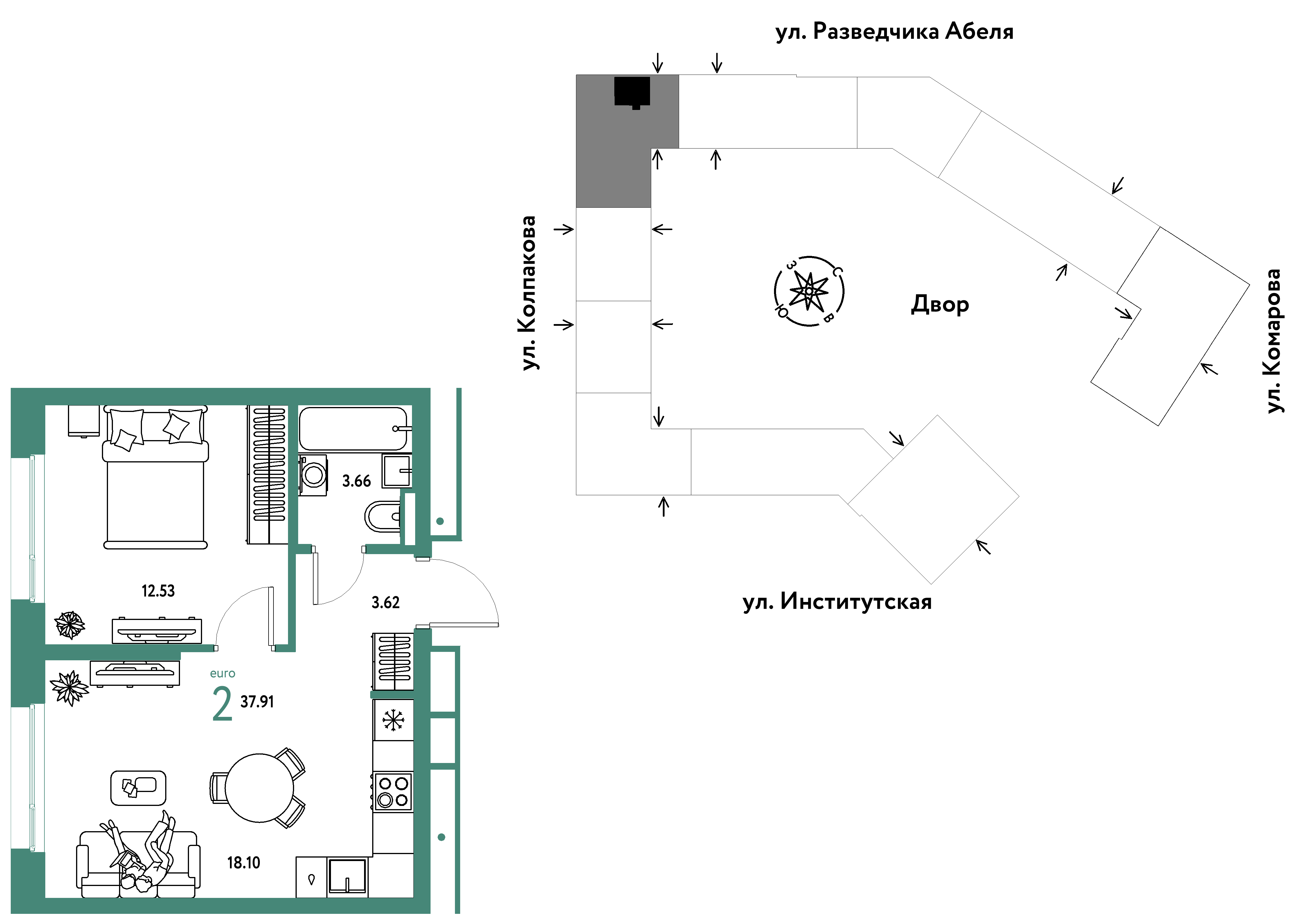Студия 37 м2 в ЖК Страна.Парковая корпус null этаж 15