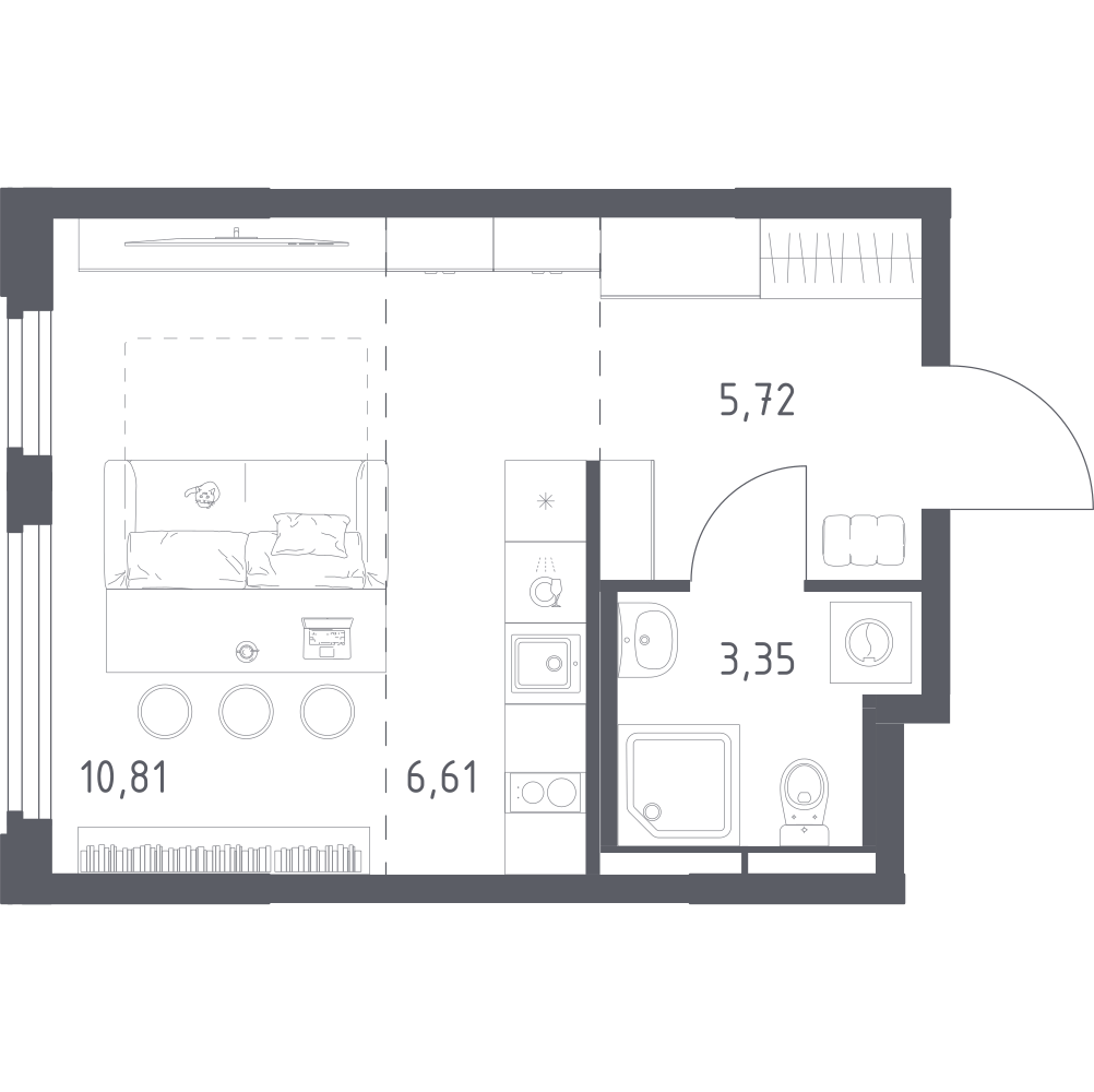 Студия 26 м2 в ЖК Космический Квартал корпус null этаж 12