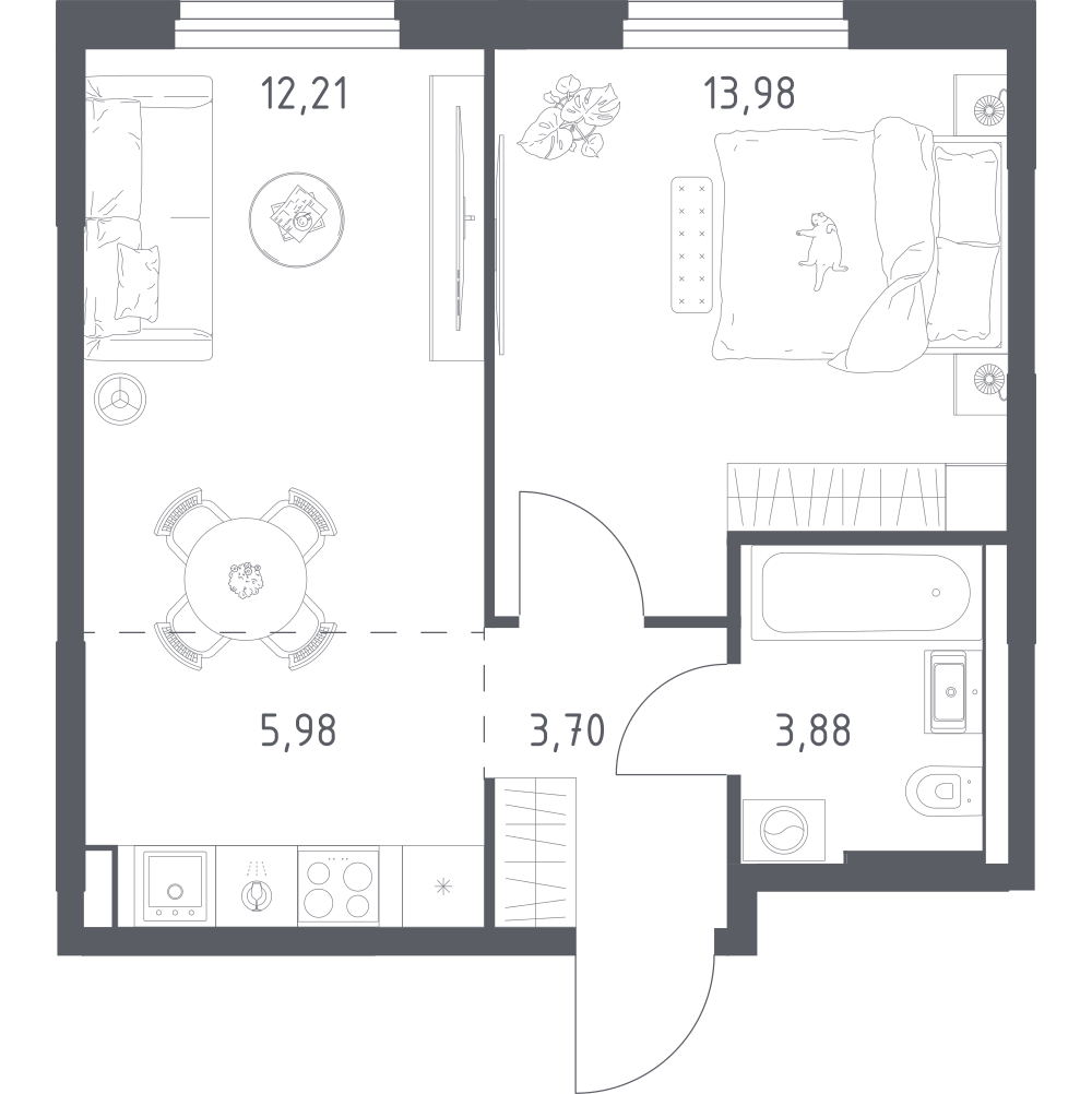 1-комнатная 39 м2 в ЖК Урбан Тау корпус null этаж 10
