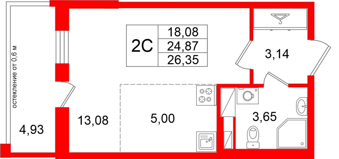 Студия 24 м2 в ЖК Астра Континенталь корпус null этаж 10