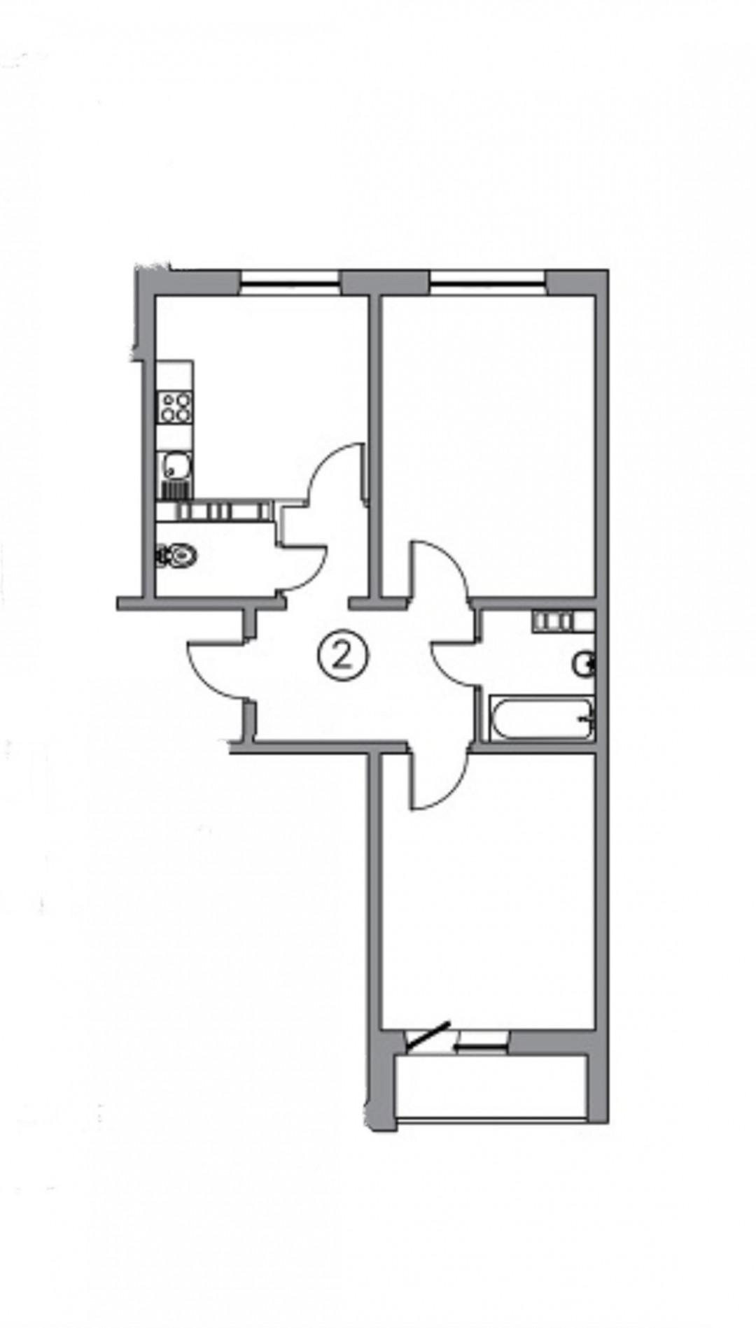 2-комнатная 57 м2 в ЖК undefined корпус null этаж 15