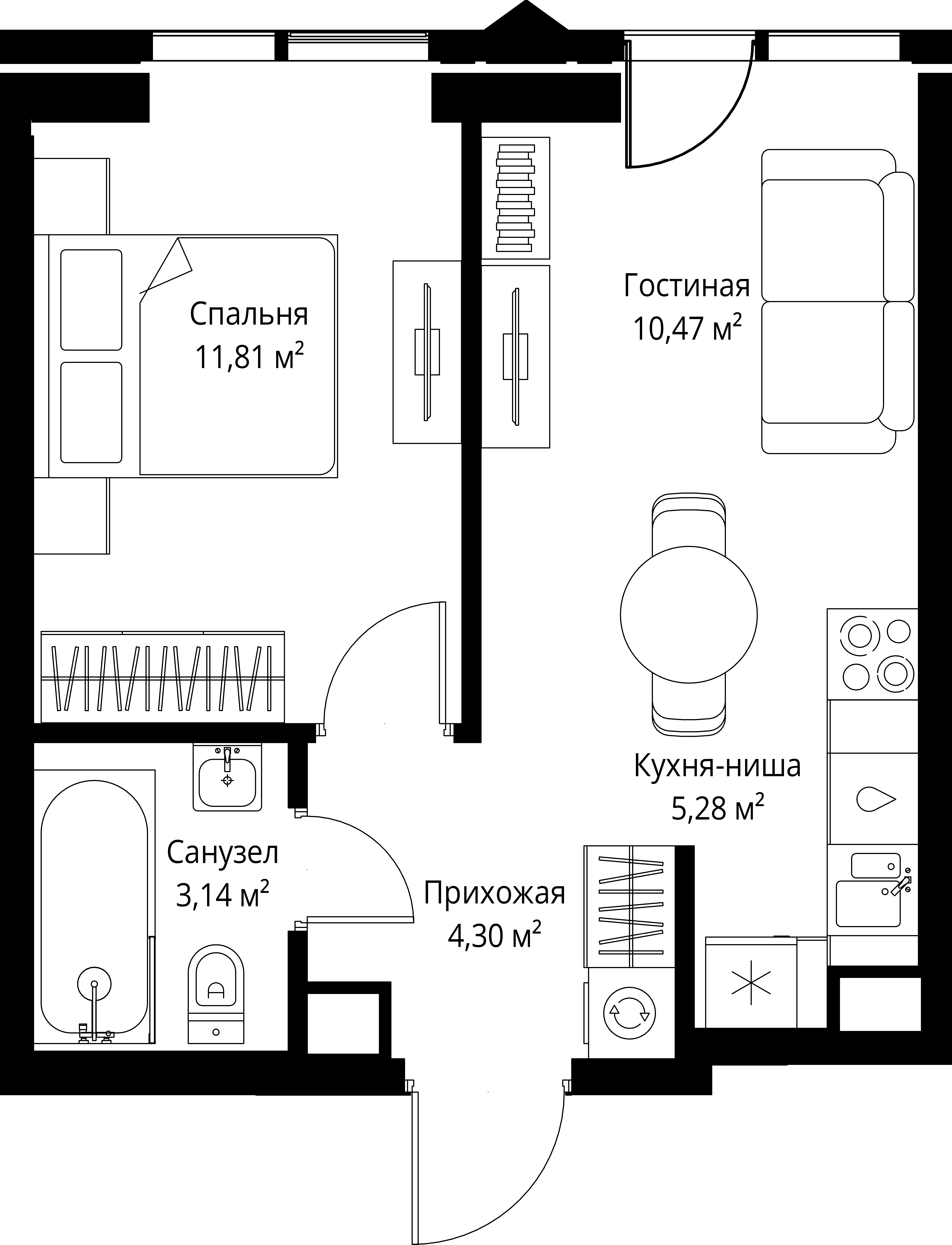 1-комнатная 35 м2 в ЖК Джойс корпус null этаж 13