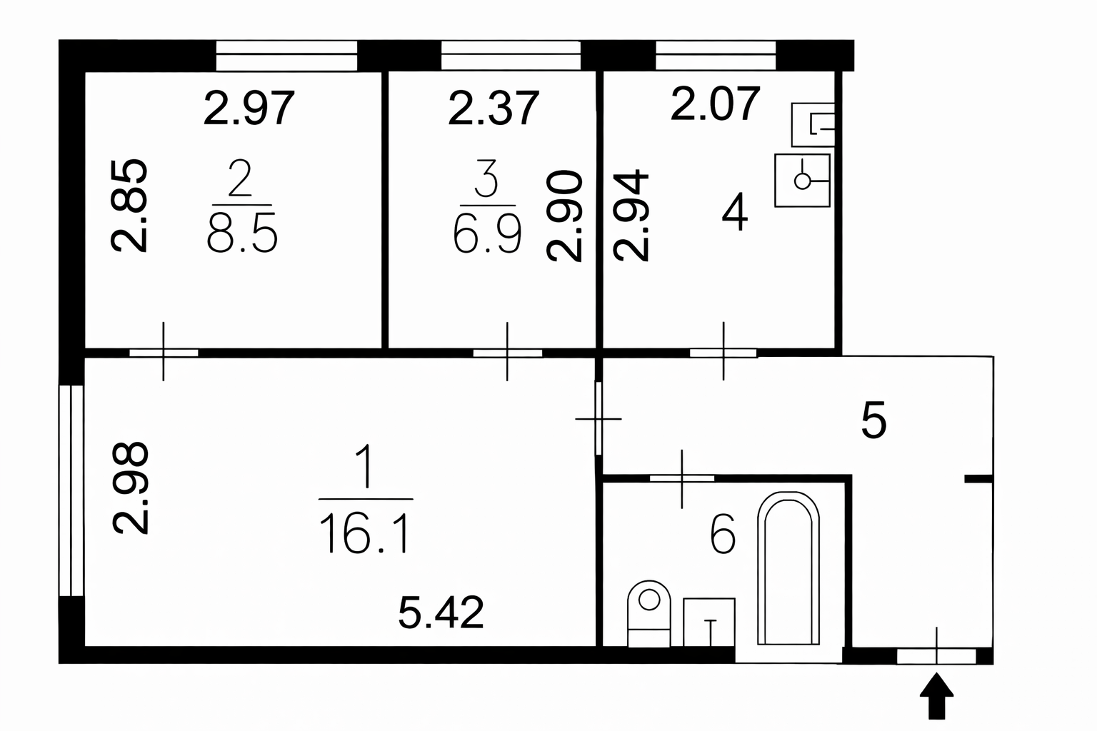 3-комнатная 47.7 м2 в ЖК undefined корпус null этаж 3