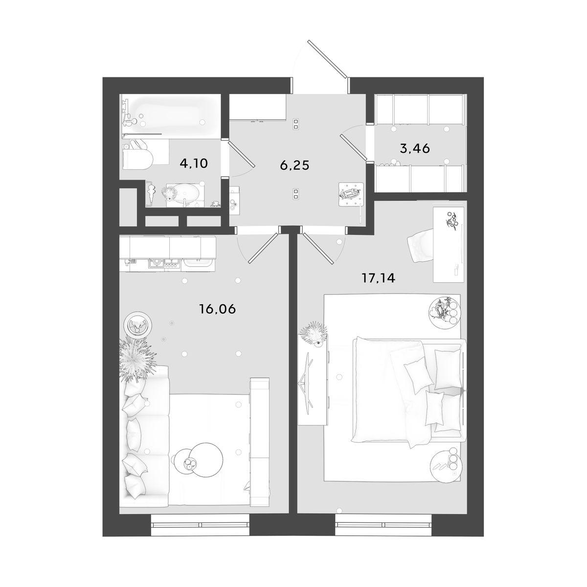 1-комнатная 47 м2 в ЖК OMEGA корпус null этаж 9