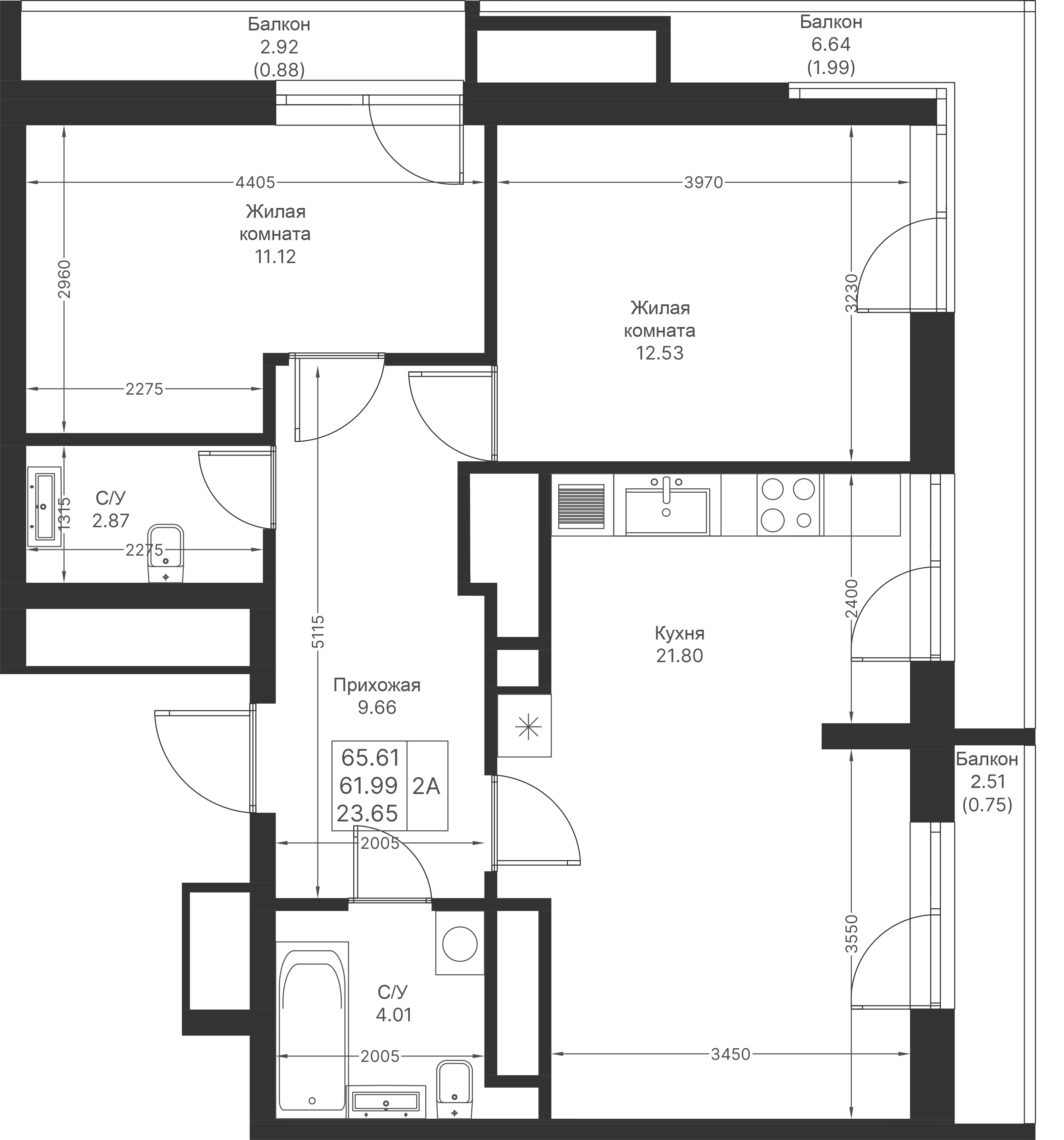 Студия 65 м2 в ЖК Мой Ритм корпус null этаж 19