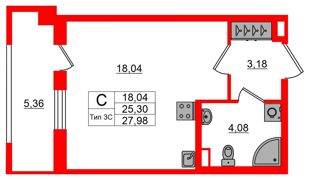 Студия 25 м2 в ЖК Setl Ривьера корпус null этаж 2