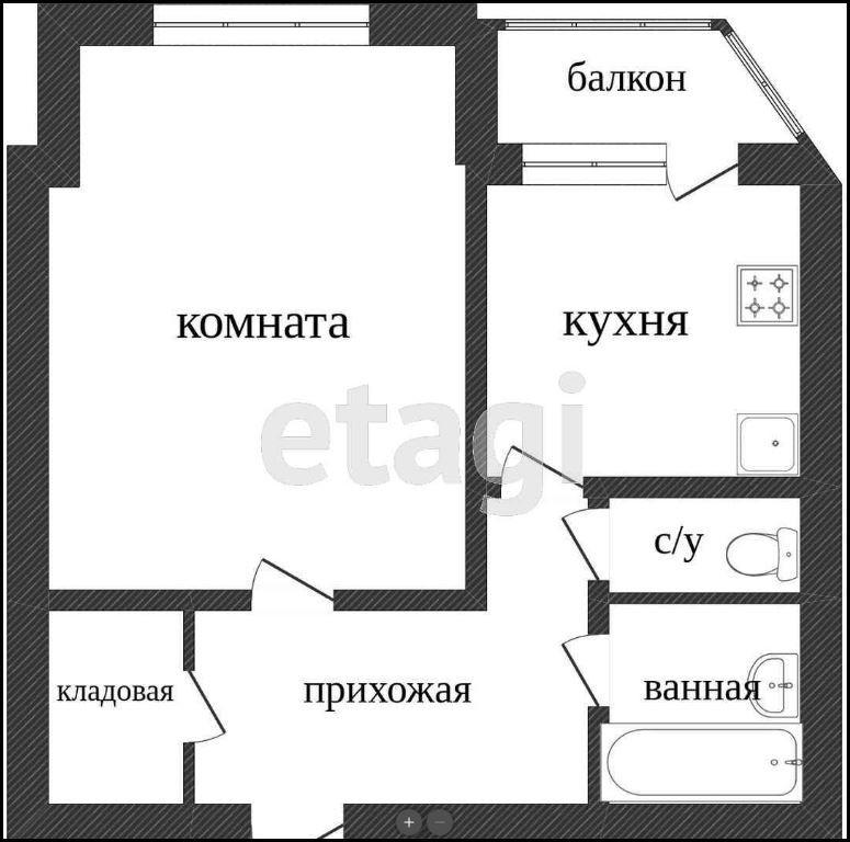 1-комнатная 45.4 м2 в ЖК undefined корпус null этаж 3