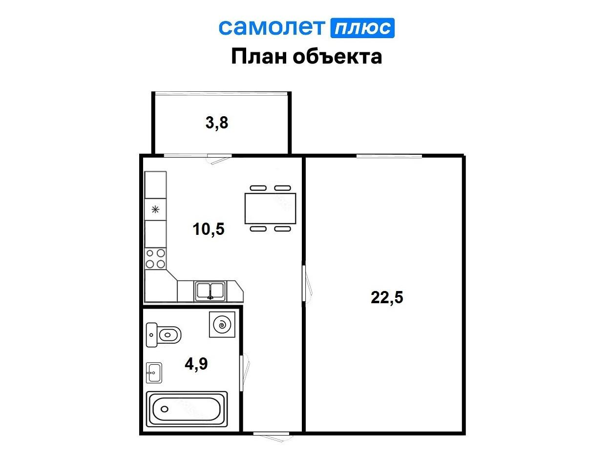 1-комнатная 39.9 м2 в ЖК undefined корпус null этаж 3