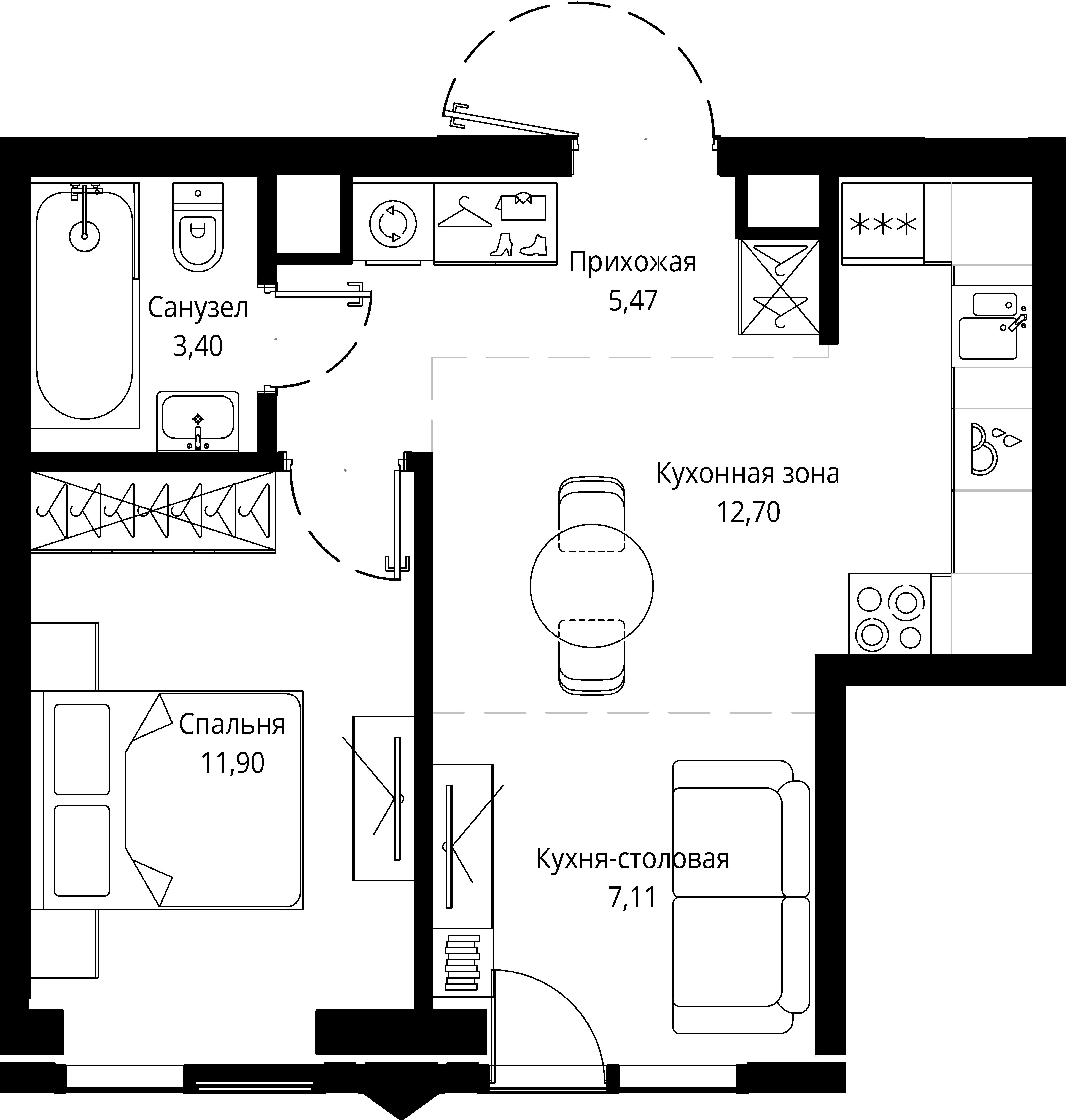 1-комнатная 40 м2 в ЖК JOIS корпус null этаж 10