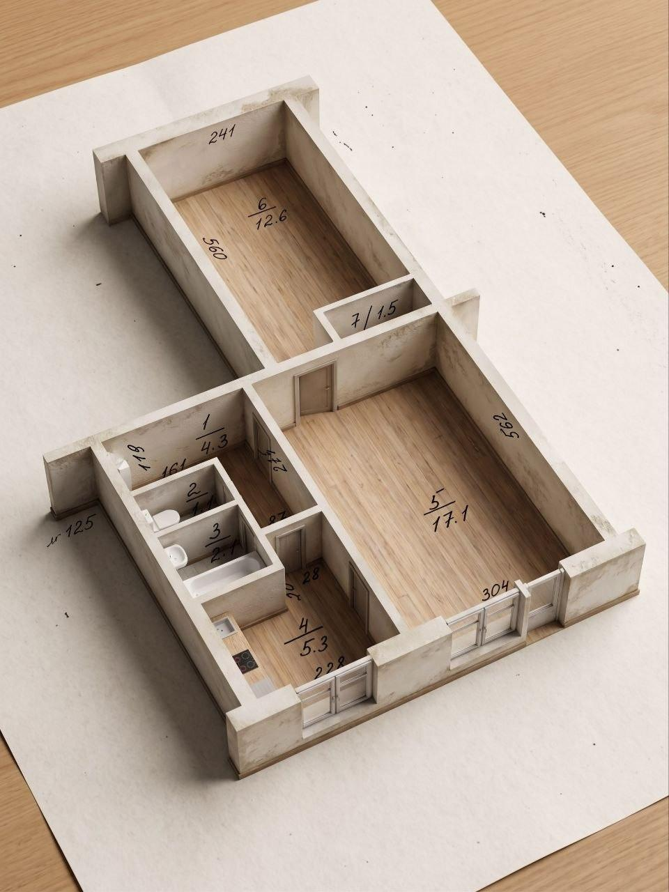 2-комнатная 43.5 м2 в ЖК undefined корпус null этаж 5