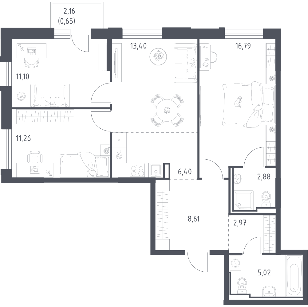 Студия 79 м2 в ЖК Рябиновая Роща корпус null этаж 11
