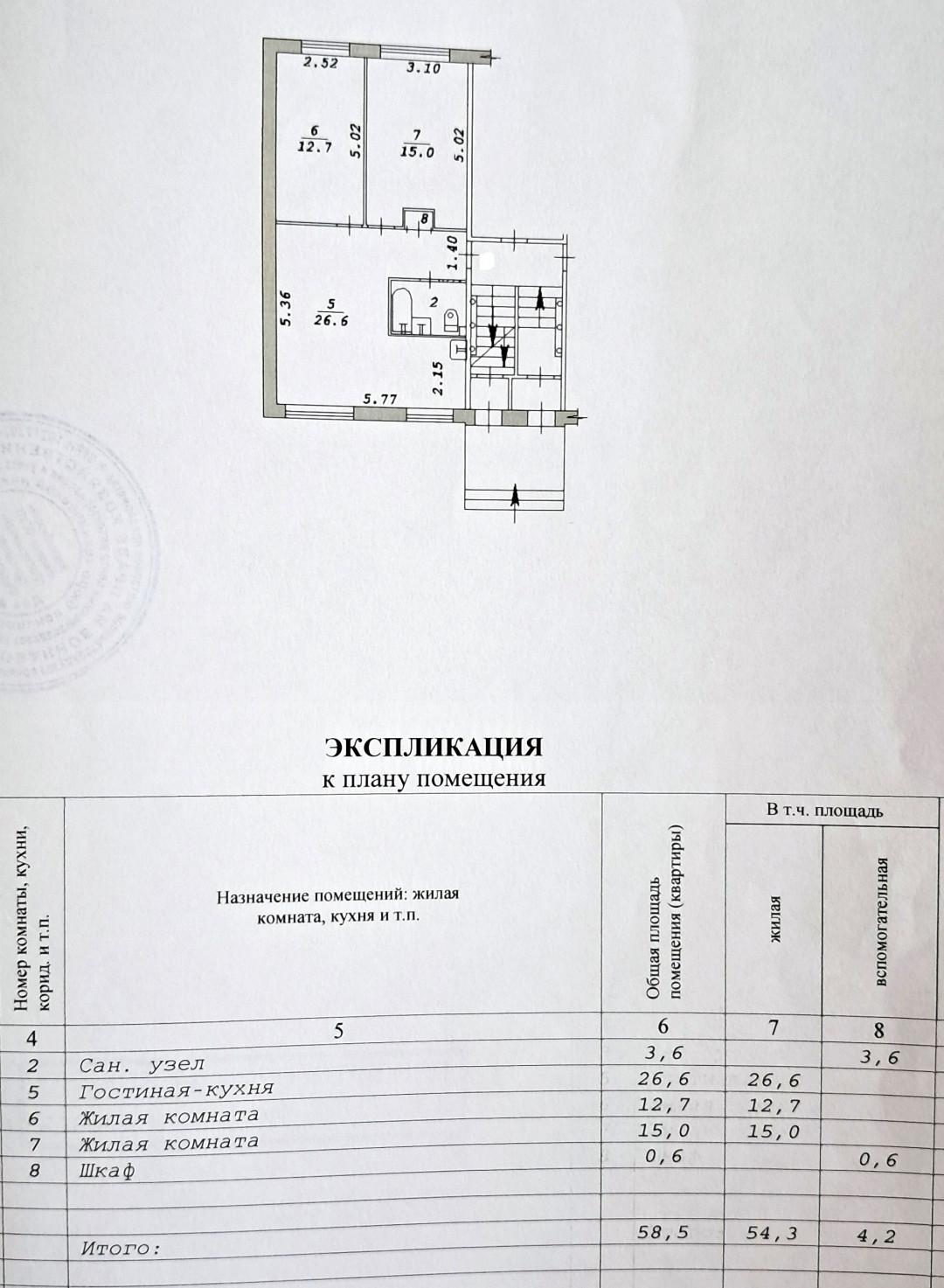 3-комнатная 58.5 м2 в ЖК undefined корпус null этаж 1