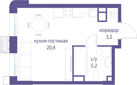 Студия 28 м2 в ЖК Символ корпус null этаж 14