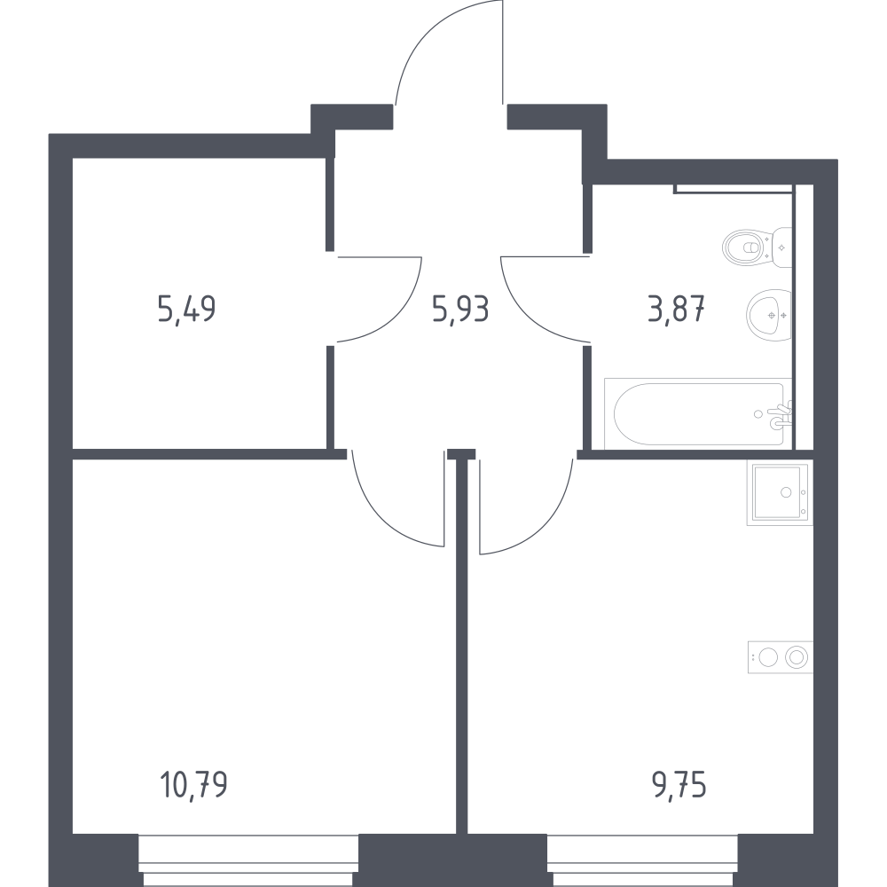 1-комнатная 35 м2 в ЖК Егорово парк корпус null этаж 4