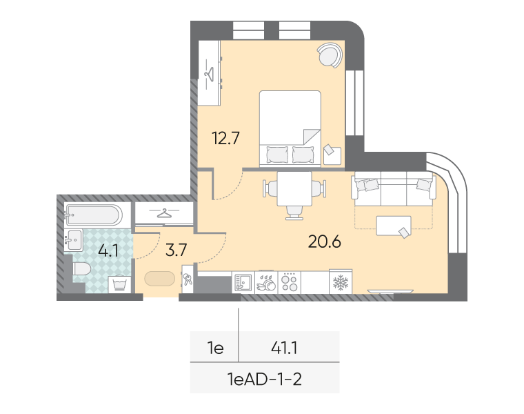 1-комнатная 41 м2 в ЖК ЗИЛАРТ корпус null этаж 2