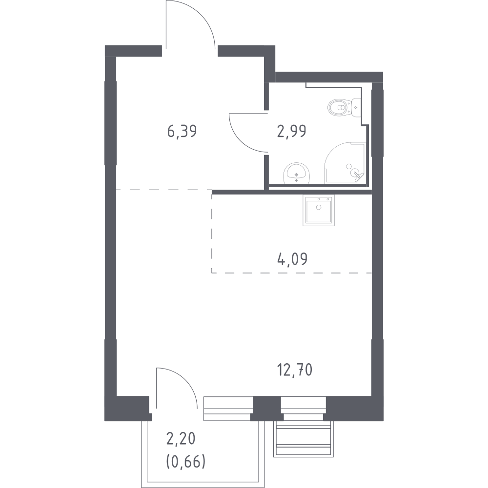 Студия 26 м2 в ЖК Рублёвский Квартал корпус null этаж 7