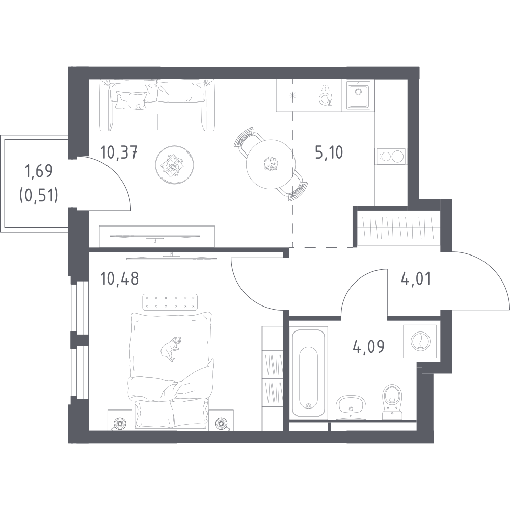Студия 34 м2 в ЖК Космический Квартал корпус null этаж 5