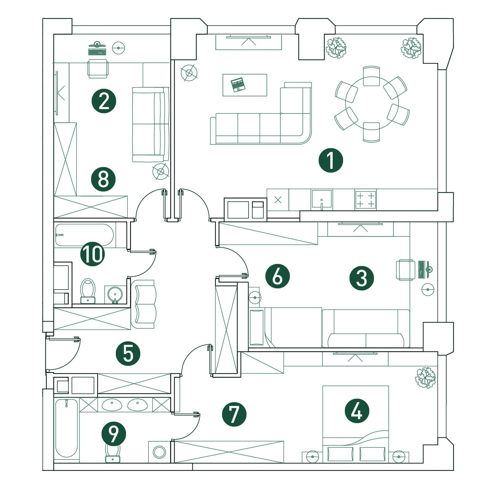 4-комнатная 114 м2 в ЖК ВЭРИ корпус null этаж 11