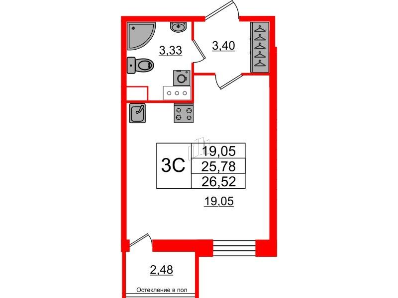 Студия 25 м2 в ЖК Сенат корпус null этаж 12