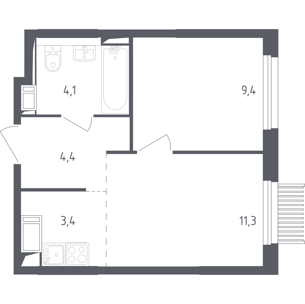 Студия 32 м2 в ЖК Мытищи Парк корпус null этаж 5
