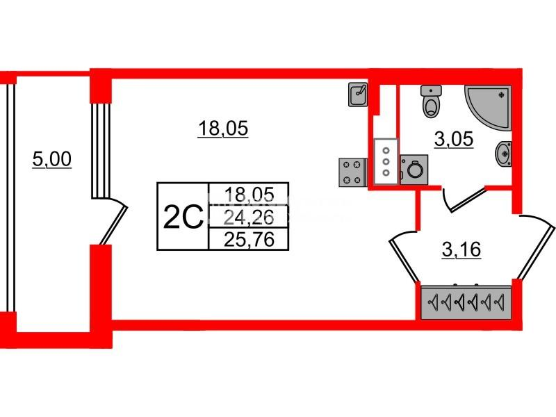 Студия 24 м2 в ЖК Астра Континенталь корпус null этаж 4