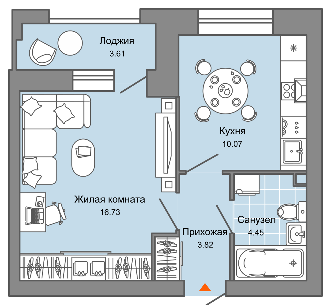 1-комнатная 37 м2 в ЖК Город новаторов корпус null этаж 6