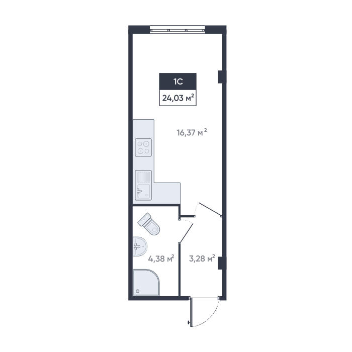 Студия 23 м2 в ЖК Ромашки корпус null этаж 1