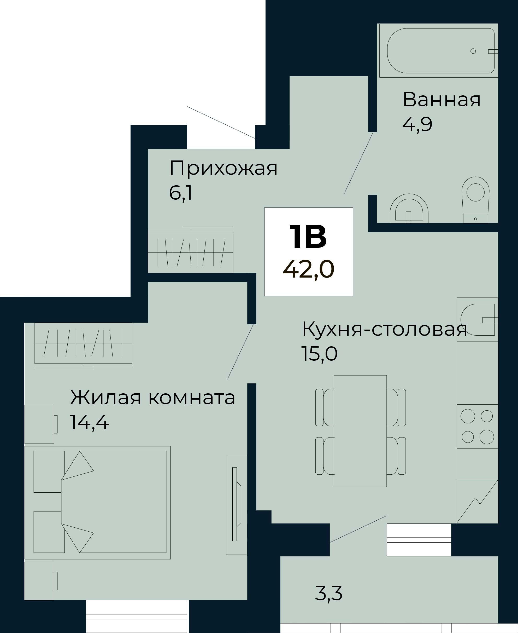 1-комнатная 42 м2 в ЖК Ривьера.Айвазовский корпус null этаж 20