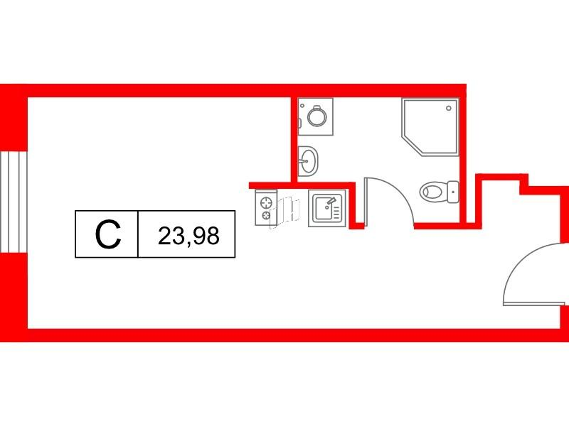 Студия 23 м2 в ЖК Саан корпус null этаж 14