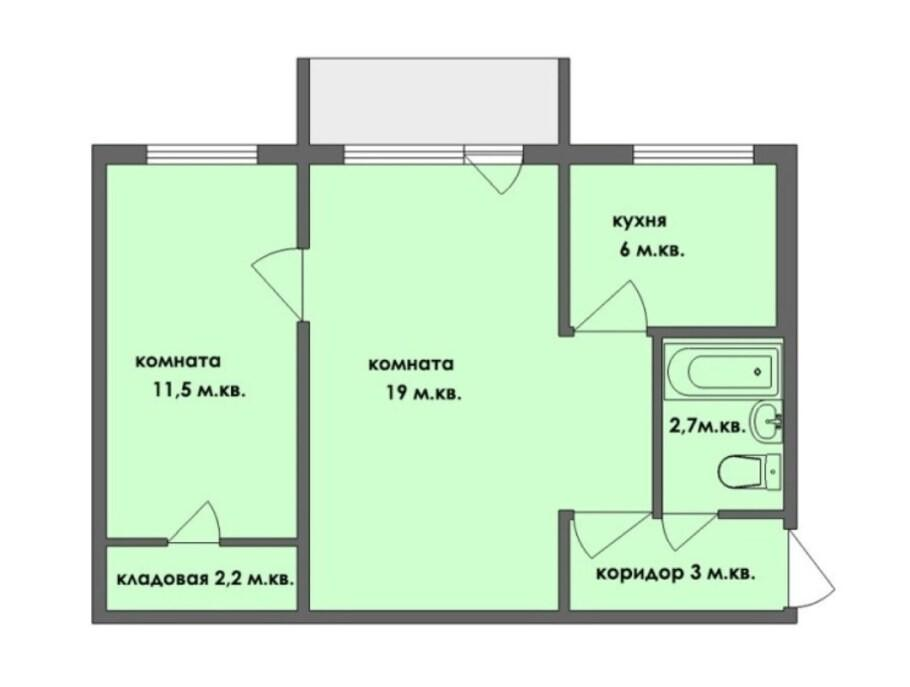 2-комнатная 45.1 м2 в ЖК undefined корпус null этаж 4