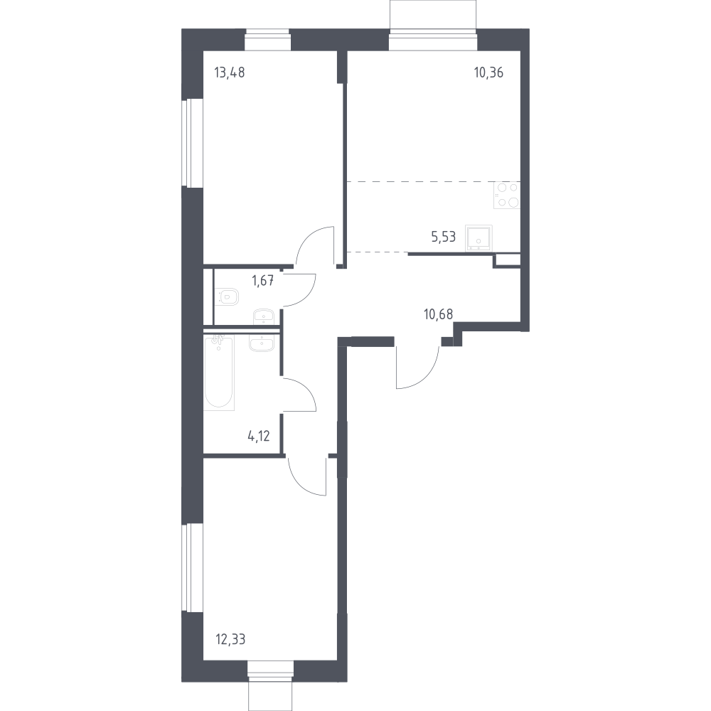 Студия 58 м2 в ЖК Квартал Домашний корпус null этаж 9