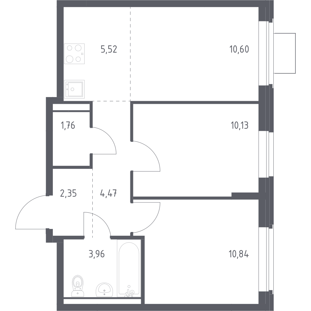 Студия 49 м2 в ЖК Квартал Западный корпус null этаж 7